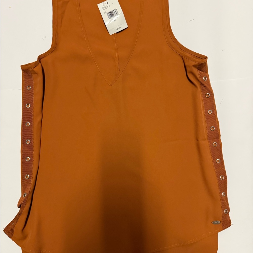 Guess Women's Rust Tank Top with Side Eyelets